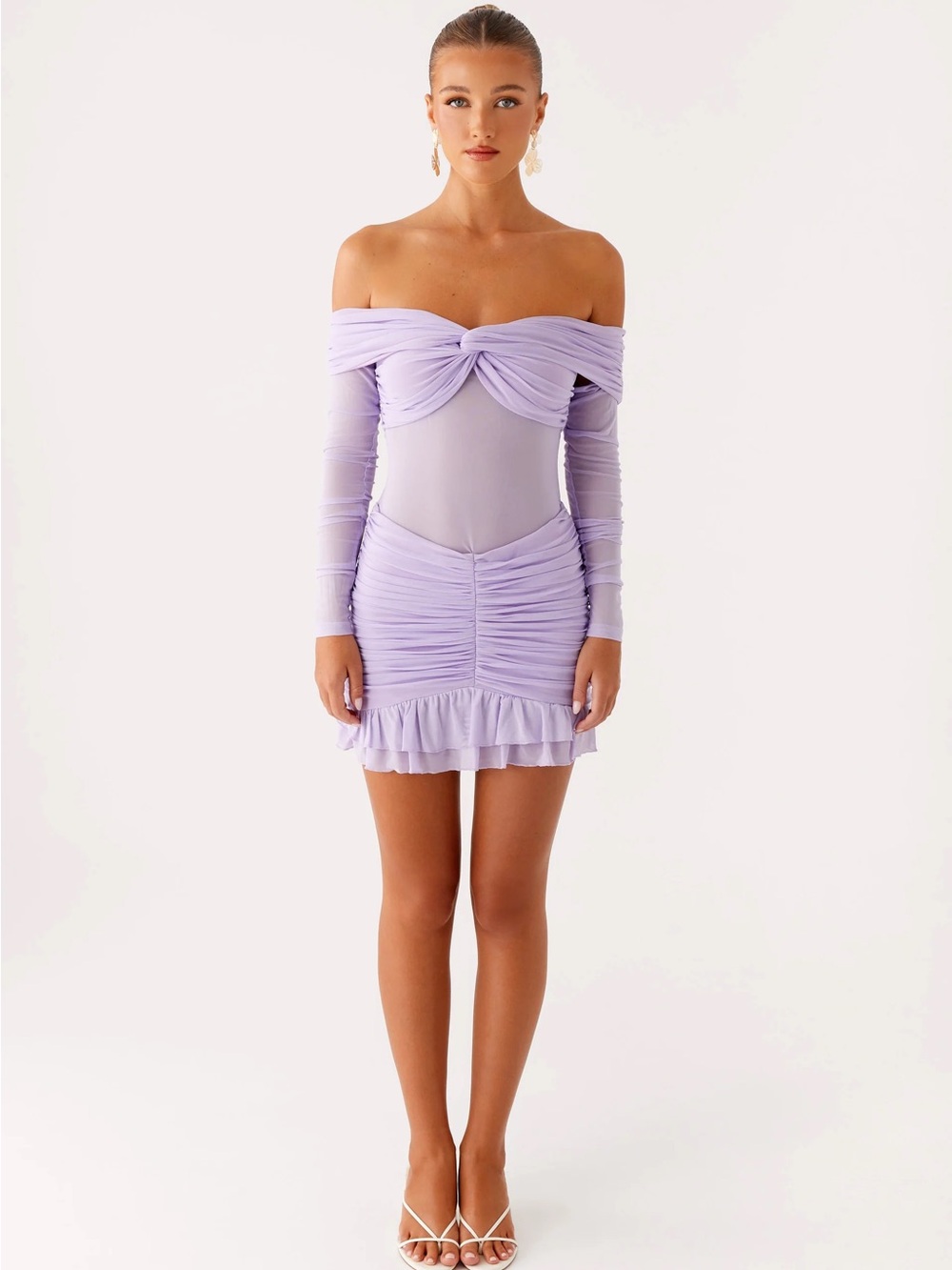 Peppermayo Tiff Long Sleeve Mini Dress Lilac Size 6 NWT